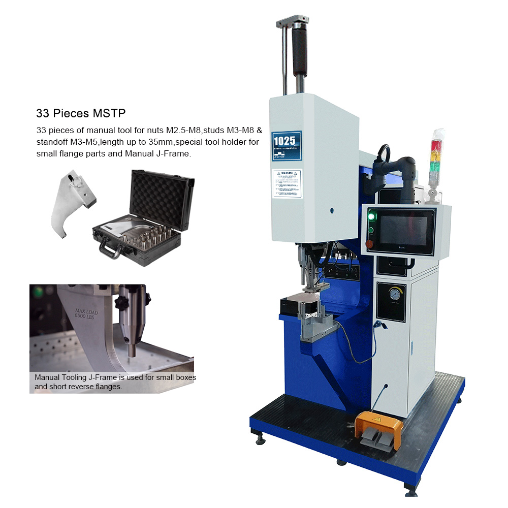 Tela sensível ao toque CNC 1025MSPe Instale rapidamente 4 fixadores diferentes em uma máquina de inserção de hardware de painel